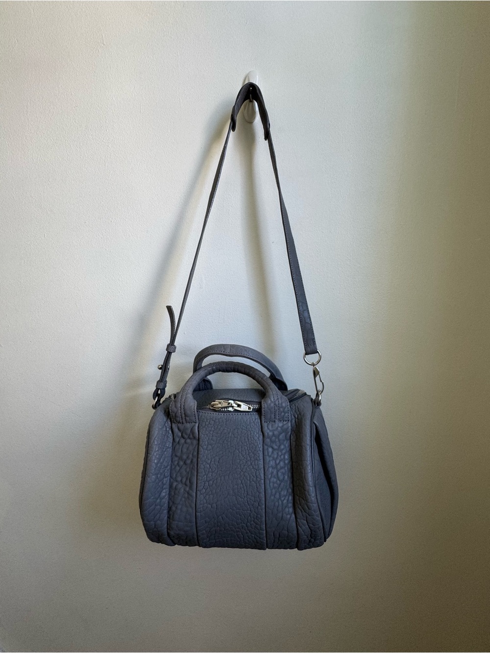 Alexander Wang Rockie OG Pebble Leather Satchel in Grey with Silver HW